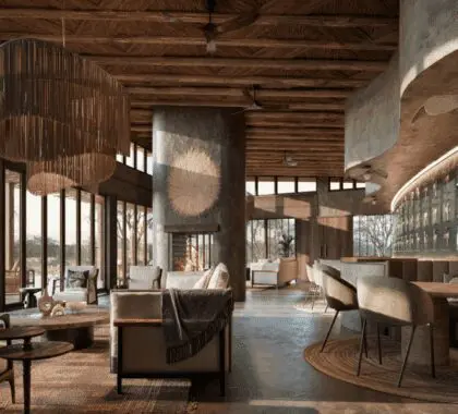 La zona del bar de la Reserva Privada de Caza Sandringham | La imagen es una representación artística.