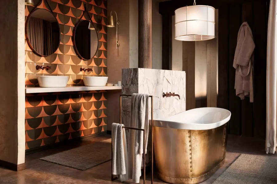 N'weti wing's luxury suite bathroom at Sandringham Private Game Reserve | Image is an artist's render.