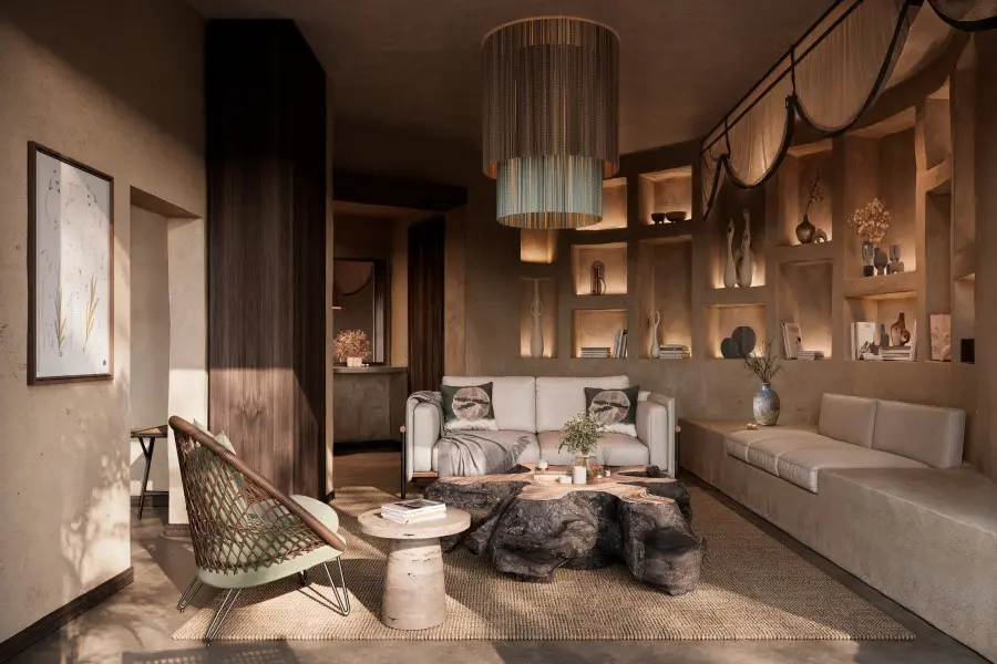 Shisaka wing's luxury suite interior at Sandringham Private Game Reserve | Image is an artist's render.