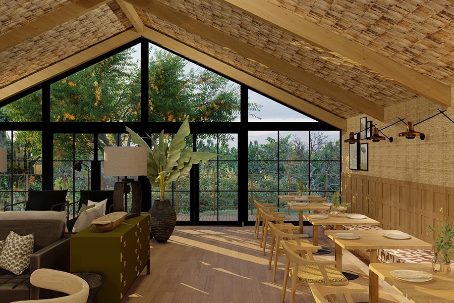 A render of the new lounge and dining area at Laba Ngorongoro Lodge | Go2Africa