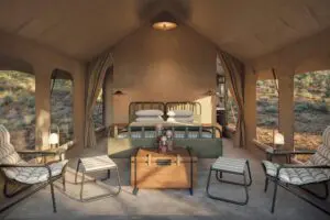Artist's render of the tent interior.