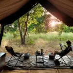 Each tent has a quaint patio | Image is an artist's render.