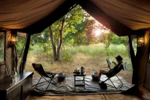 Each tent has a quaint patio | Image is an artist's render.