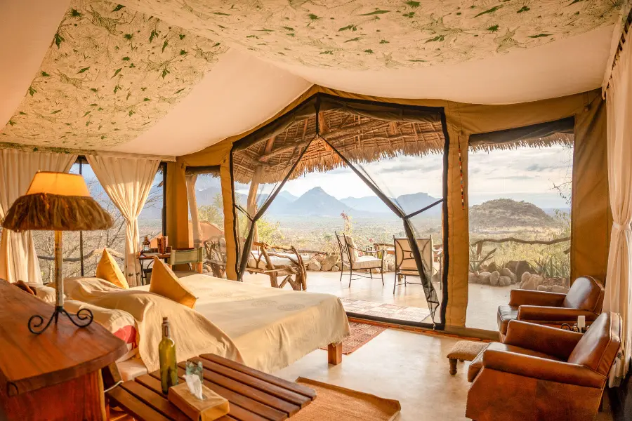 Looking out onto Kenya's vast plains from inside a tented suite at Sarara Camp | Go2Africa
