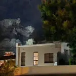 Nicol Street lights up at night.