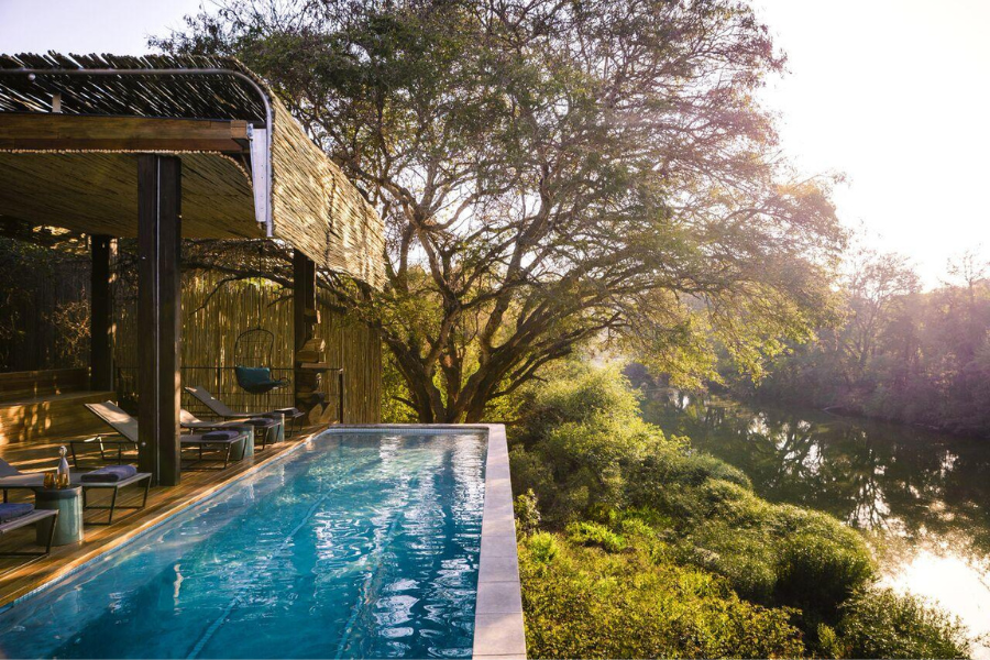 A pool at Singita Sweni Lodge, set above the Sweni River with views into the surrounding riverine woodland | Go2Africa