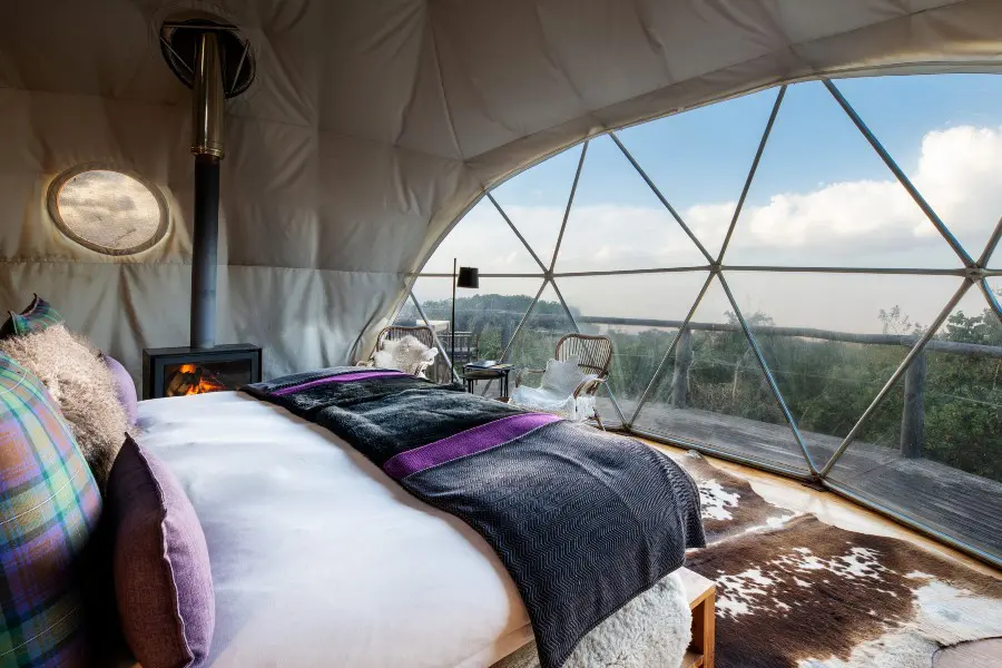 A dome-shaped tent at The Highlands, overlooking the rolling volcanic slopes of Ngorongoro | Go2Africa