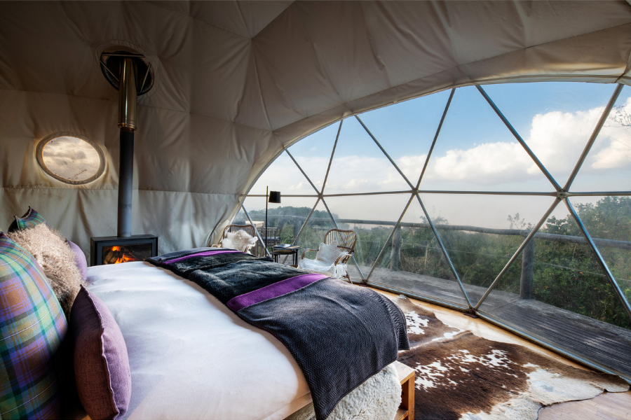 A dome-shaped tent at The Highlands, overlooking the rolling volcanic slopes of Ngorongoro | Go2Africa