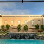 With a swimming pool to relax next to or dip into.