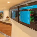 Reception has flight screens to keep an eye on your flight.