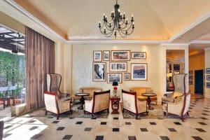 The lobby lounge.