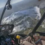 Helicopter flying over Victoria Falls from Zimbabwe
