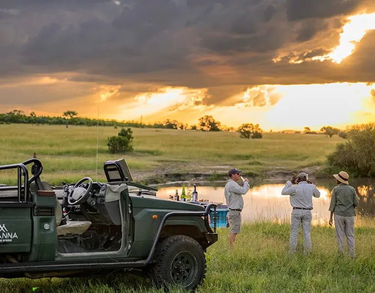 Sundowners on a game drive.