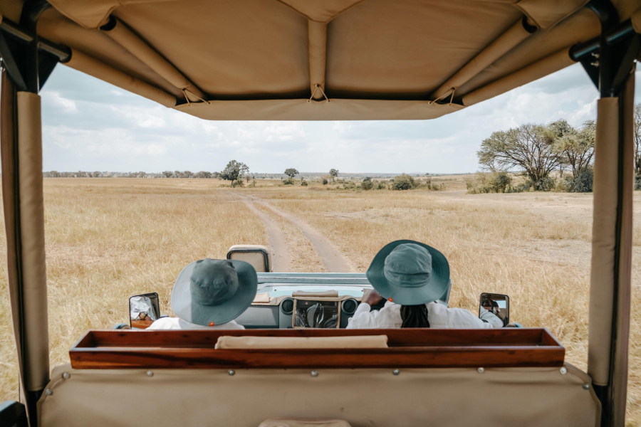 Guests on a game drive in the Serengeti, exploring open plains | Go2Africa