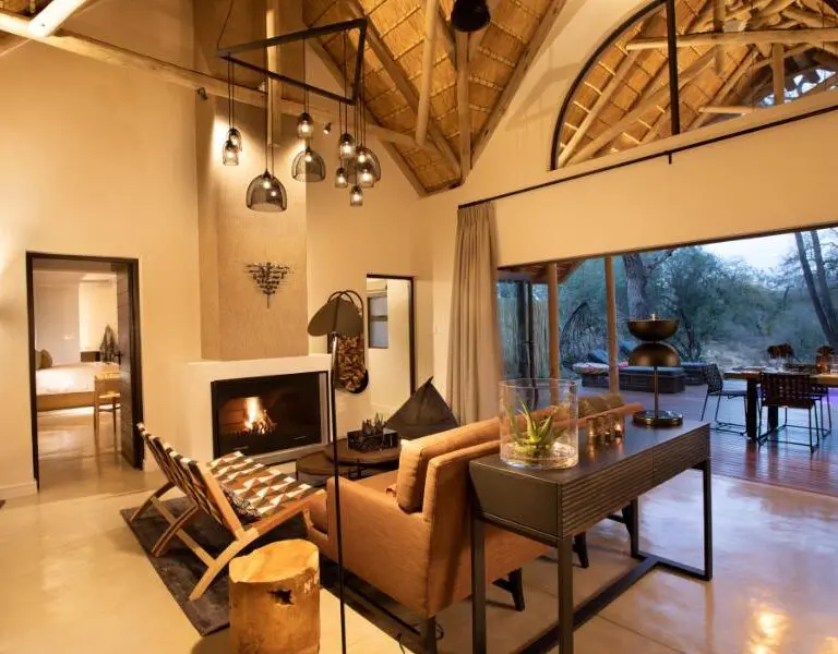 Relax by the crackling fireplace between activities. 