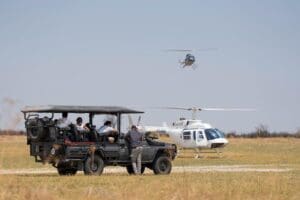 Take to the sky in a helicopter flight over the plains.