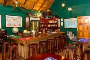 Grab a drink from the fully-stocked bar.