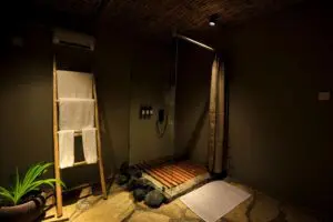 Relax with a hot shower at the end of the day.