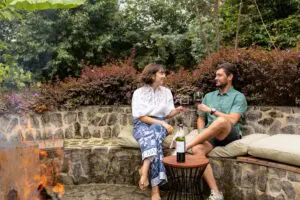 Catch up on the day's adventures around the firepit. 