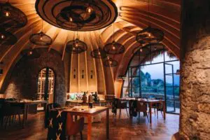 Marvel in the unique, sustainable architecture. 