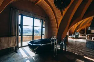 Enjoy a soak in your bath overlooking the wilderness.