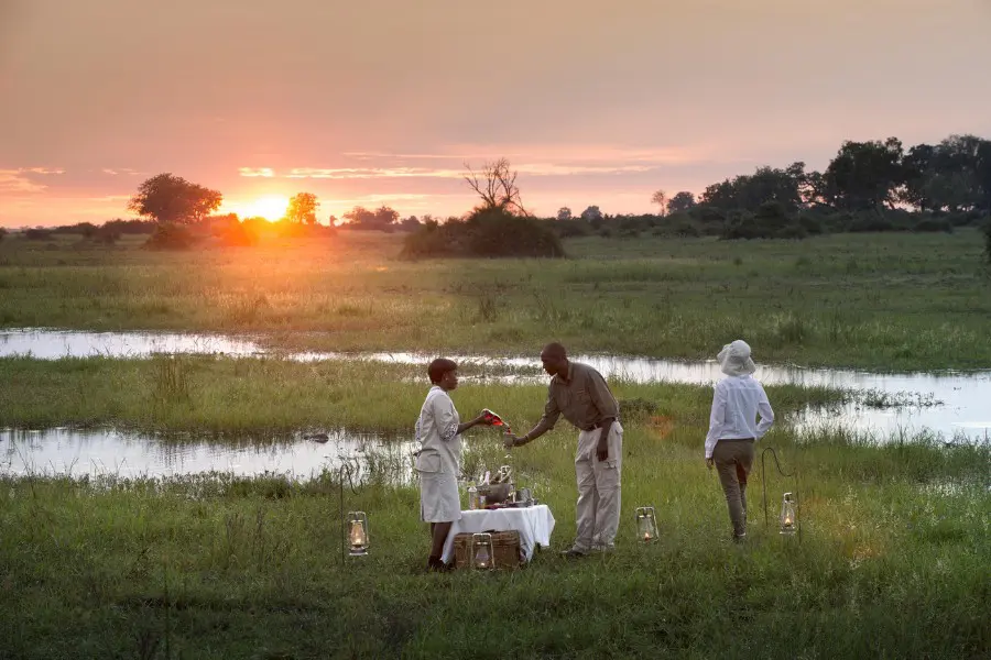 Lodge staff preparing a sundowner for a guest in the Okavango Delta | Go2Africa