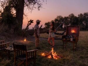 Gather around the fire at sunset. 