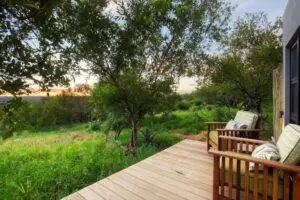 Look out over the bush from the family suite deck. 