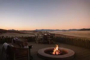 Watch the sunset at the fire pit each evening.
