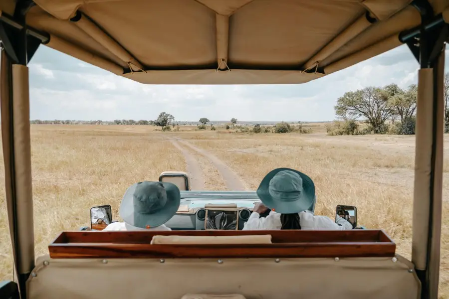 Guests on a game drive in the Serengeti, exploring open plains | Go2Africa